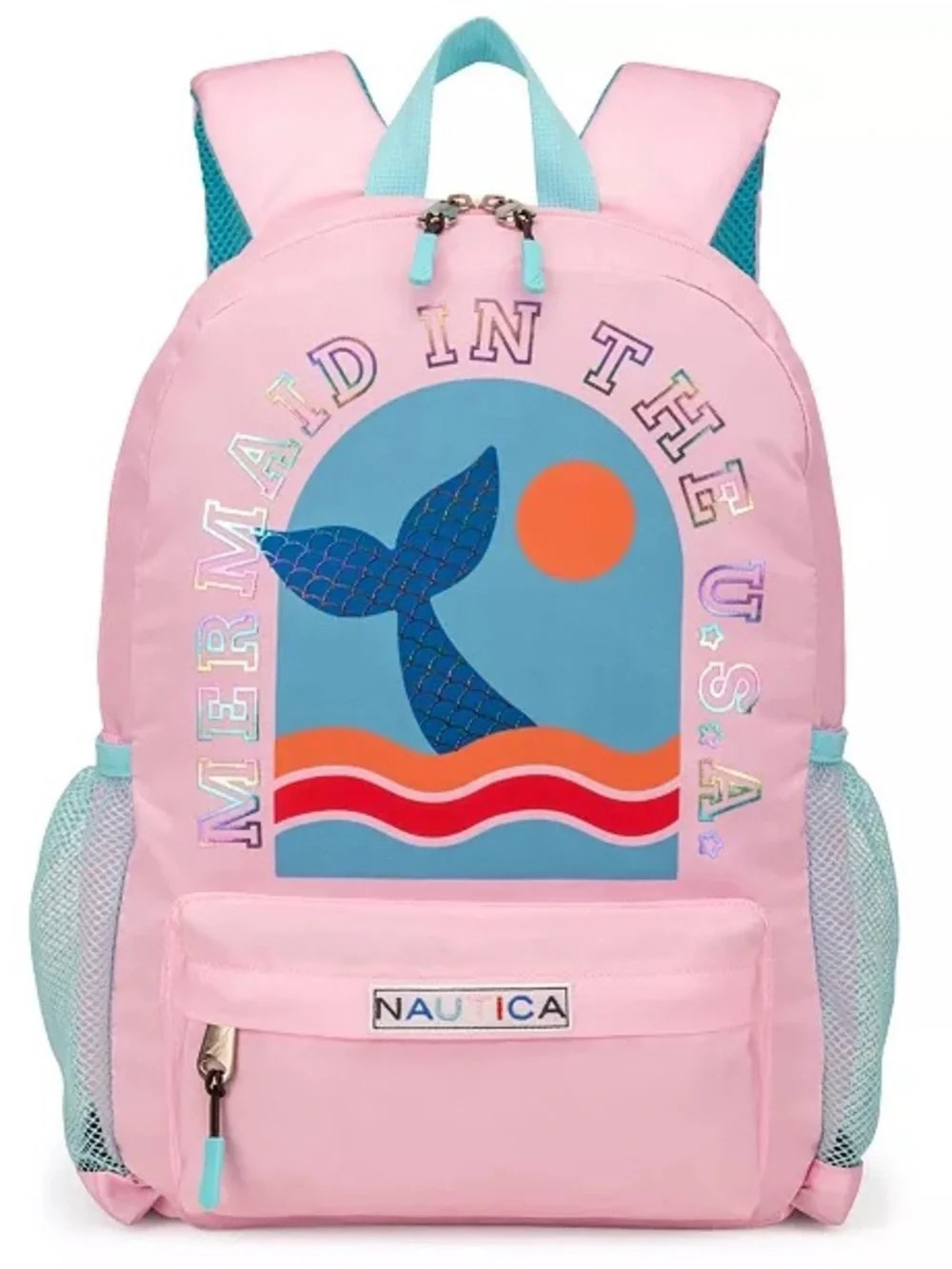 Nautica Kids Pink Mermaid Graphic Backpack with Teal Accents
